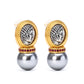 Micro-setting two-sided ancient coin Apollo earrings, sterling silver