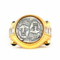 Mikrogefasster, zweiseitiger, antiker Münze Lab erstellte Steine ​​Moses-Gemini-Ring, Sterlingsilber 
