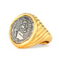 Two-sided ancient coin Greek god Anthony ring, sterling silver