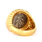 Two-sided ancient coin Greek god Anthony ring, sterling silver