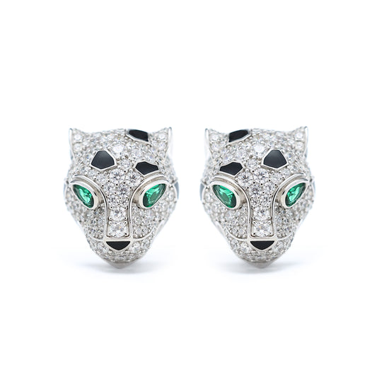 Micro-setting The leopard earrings, sterling silver