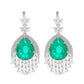 Micro-setting emerald color fancy waterdrop earrings, sterling silver