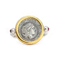 Micro-setting two-sided ancient coin Lab created stones Goddess of the Moon Artemis rotate ring, sterling silver