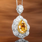 Micro-setting Yellow diamond color Lab created stones fancy waterdrop necklace, sterling silver