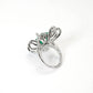 Micro-setting Emerald color Lab created stones fancy bow ring, sterling silver