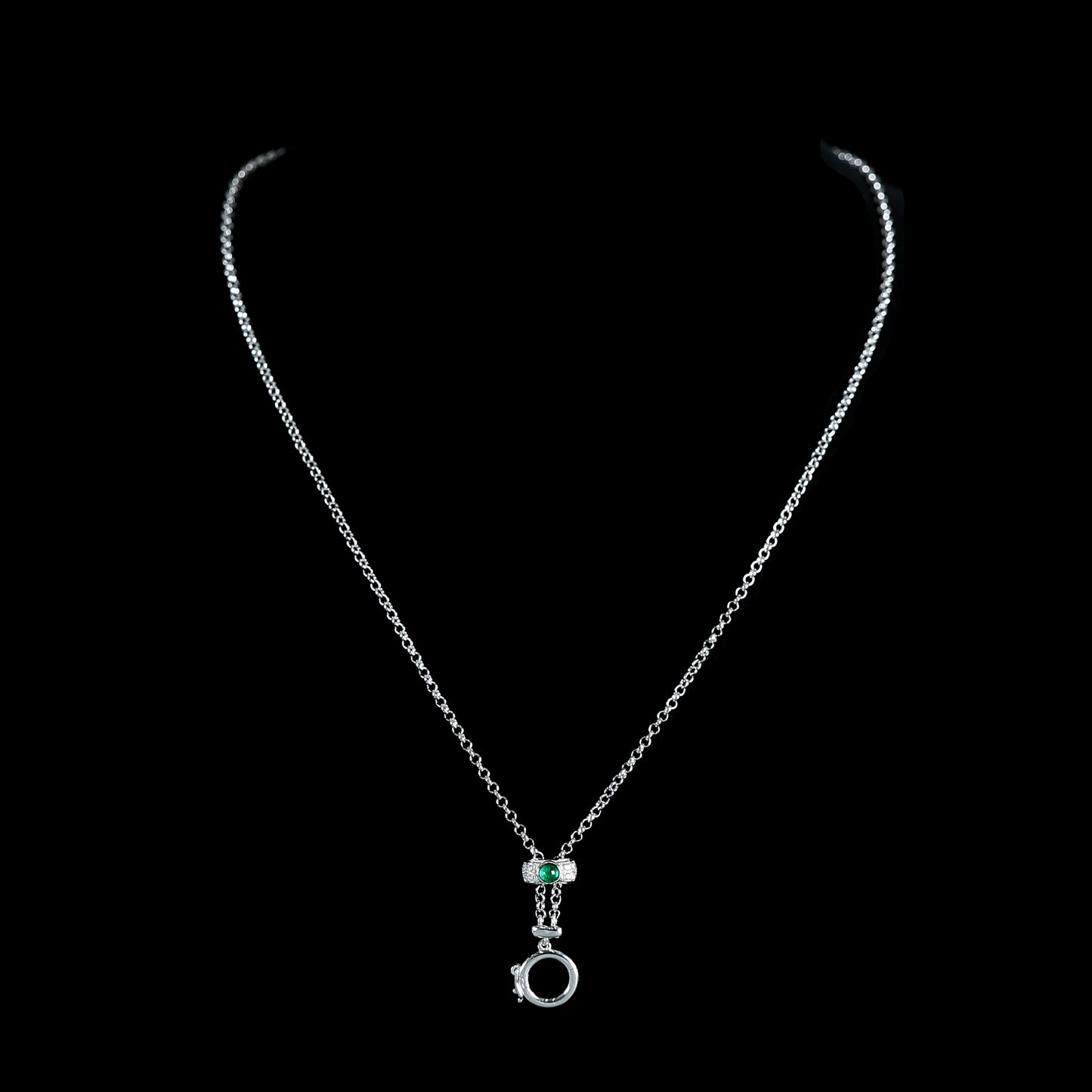 Micro-setting lab created stones multi-purpose necklace, sterling silver