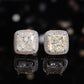 Micro-setting G color Ice-cut Lab created stones square shape fully studded earrings, sterling silver