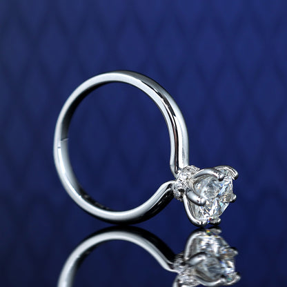 Promotion design: Six prong Round firework cut Lab created stones ring, sterling silver. (2 carat)