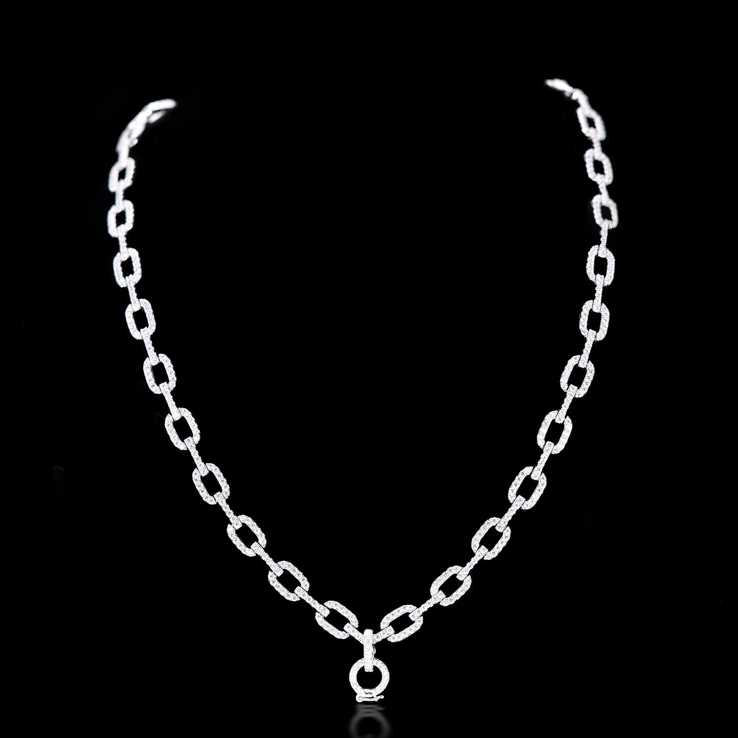 Collier multi-usage entièrement clouté avec pierres créées par un laboratoire micro-serti, argent sterling