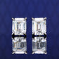 Micro-setting emerald-cut Lab created stones ear studs, sterling silver. (13 carat in total)