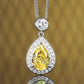 Promotional design Micro-setting Yellow diamond color Lab created stones waterdrop necklace, sterling silver