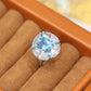 Special offer Only 1 piece Micro-setting Aquamarine color lab created stones ring, sterling silver. Size：adjustable