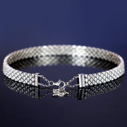 Pierres créées en laboratoire taillées en brillant micro-serties Brilliant Milky Way Chocker, argent sterling