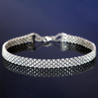 Pierres créées en laboratoire taillées en brillant micro-serties Brilliant Milky Way Chocker, argent sterling