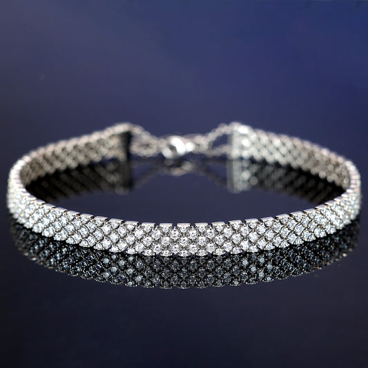 Mikrofassung im Brillantschliff Lab erstellte Steine ​​Brilliant Milky Way Chocker, Sterlingsilber