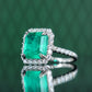 Promotion design Micro-setting Emerald color Lab created stones 8 prong ring, sterling silver. (5.45 carat)