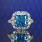 Special offer Micro-setting Aquamarine color 8 prong ring, sterling silver. (10 carat)