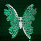 Broche et pendentif papillon en pierres de laboratoire multi-usages couleur verte Tsavorite micro-serti, argent 925/1000e