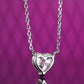 Micro-setting Pink diamond color Lab created stones small heart shape necklace, sterling silver