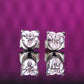 Micro-setting Pink diamond color Lab created stones small heart shape ear studs, sterling silver