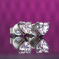 Micro-setting Pink diamond color Lab created stones small heart shape ear studs, sterling silver