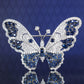 Only 1 multi-purpose Micro-setting diamond and sapphire color Lab created stones butterfly brooch and pendant, sterling silver. Customized piece.