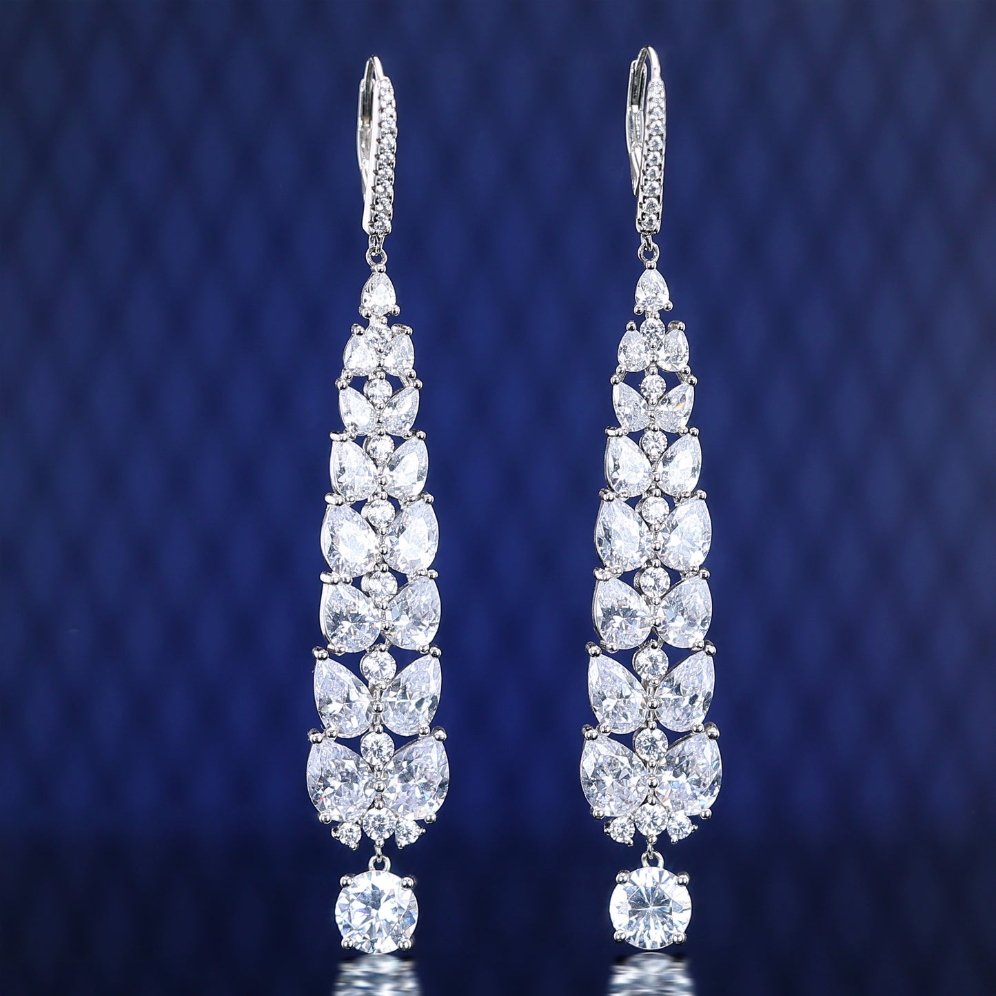 Only 1 Special offer Micro-setting Clear color lab created stones teardrop dangle earrings, sterling silver