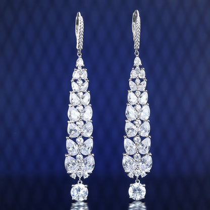 Only 1 Special offer Micro-setting Clear color lab created stones teardrop dangle earrings, sterling silver