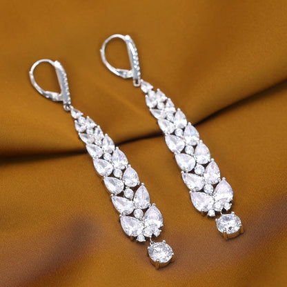 Only 1 Special offer Micro-setting Clear color lab created stones teardrop dangle earrings, sterling silver