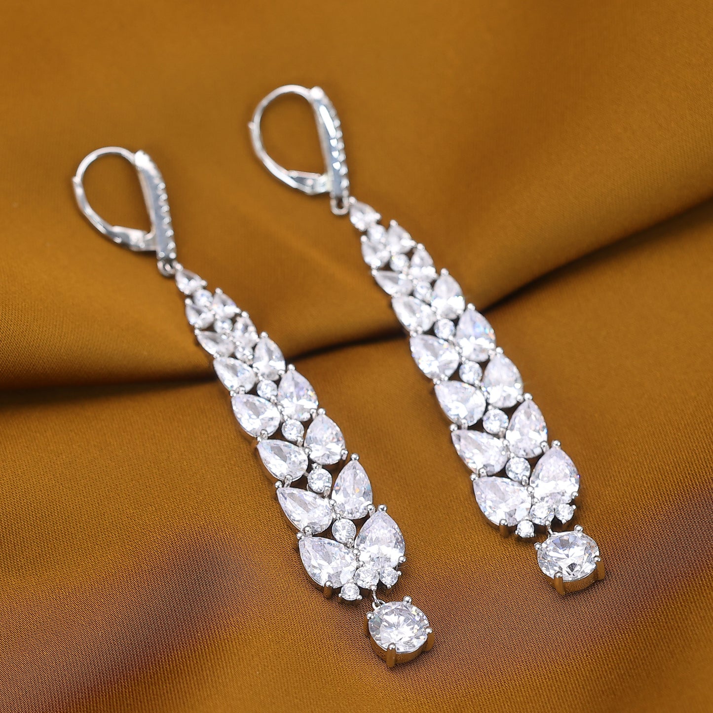Only 1 Special offer Micro-setting Clear color lab created stones teardrop dangle earrings, sterling silver