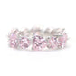 Micro-setting light pink diamond color Lab created stones fully studded heart eternity ring, sterling silver