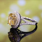 Special offer Micro-setting yellow diamond color Lab created stones pigeon egg ring, sterling silver .  double platting