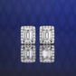 Clous d'oreilles rectangulaires en pierres de taille émeraude micro-serties, argent sterling. (4,4 carats)