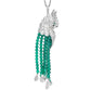 Micro-setting Emerald color tassel Lab created stones fancy Parrot multi-purpose brooch and pendant, sterling silver