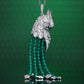 Micro-setting Emerald color tassel Lab created stones fancy Parrot multi-purpose brooch and pendant, sterling silver