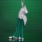 Micro-setting Emerald color tassel Lab created stones fancy Parrot multi-purpose brooch and pendant, sterling silver