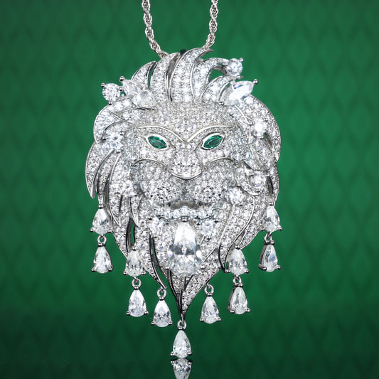 Micro-setting multi-purpose Lab created stones Lucerne Warrior Lion pendant，brooch, bracelet accessory，sterling silver