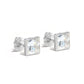 Micro-setting Clear diamond color Princess-cut Lab created stones detailed ear studs, sterling silver