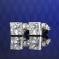 Micro-setting Clear diamond color Princess-cut Lab created stones detailed ear studs, sterling silver