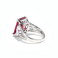 Limited edition Only 1 piece Micro-setting Ruby color Lab created stones 3 stones ring, sterling silver