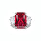 Limited edition Only 1 piece Micro-setting Ruby color Lab created stones 3 stones ring, sterling silver