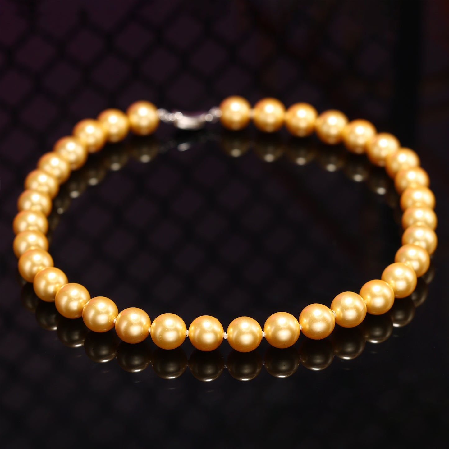 Limited edition Golden Shell pearl necklace，sterling silver.