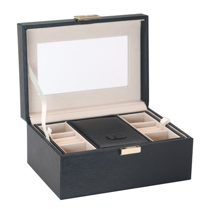 Black Jewelry box 2 layers with mirror