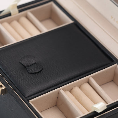 Black Jewelry box 2 layers with mirror