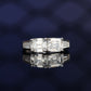 Special offer Clear diamond color Lab created stones Emerald cut 4 stones ring, sterling silver