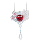 Micro-setting Ruby color Lab created stones Butterfly dance multi-purpose pendant and brooch, sterling silver