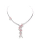 Reservation design  Micro-setting Pink and clear diamond color CZ 5 Butterflies Necklace, sterling silver