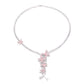 Reservation design  Micro-setting Pink and clear diamond color CZ 5 Butterflies Necklace, sterling silver