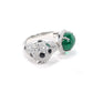 Jaguar selection： featuring stunning artificial emerald and Diamonds color Lab created stones open ring. sterling silver