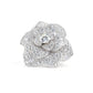 Micro-setting Clear diamond color Lab created stones luxury Camellia ring, sterling silver